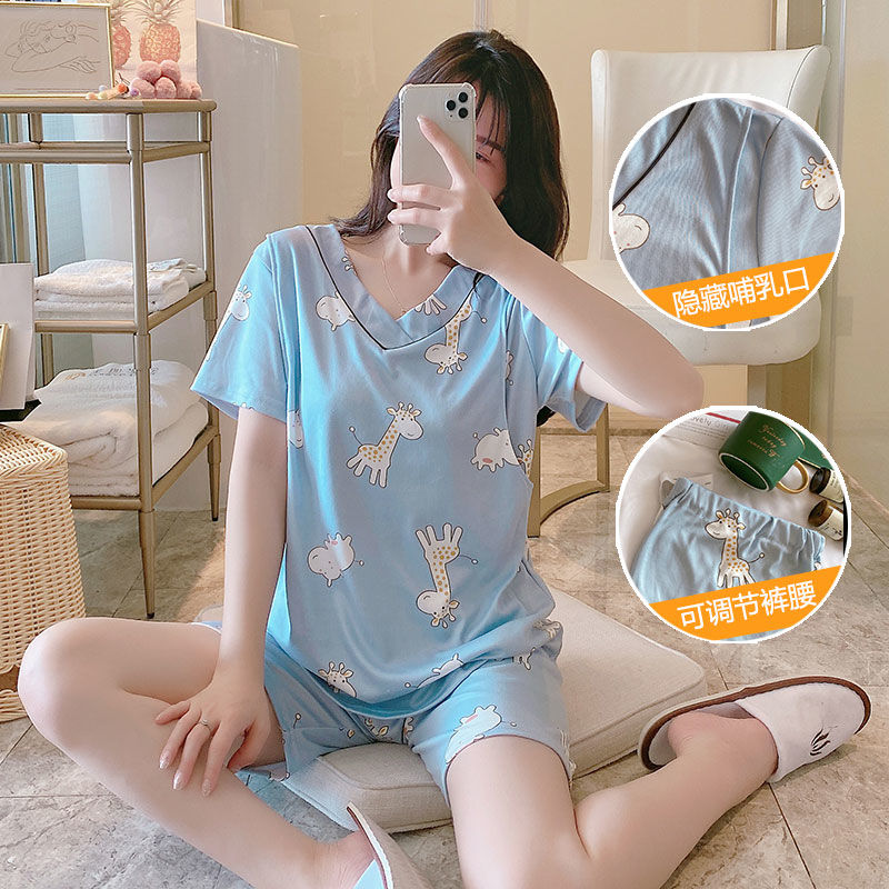 Set Đồ Bộ Ngắn Thoải Mái Cho Bà Bầu áo nữ đồ bộ pyjama pijama Đồ mặc nhà đồ ngủ nữ tiểu thư dễ thương lụa sexy cute bigsize dài tay hai 2 dây