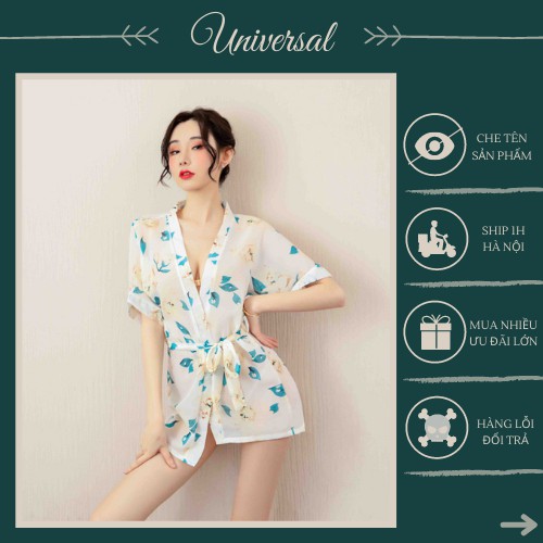 Áo Choàng Mềm Mỏng Sexy Kèm Đai Thắt Eo Sexy - Pijama Nữ Hoạ Tiết UNIVERSALXXX - ACT01