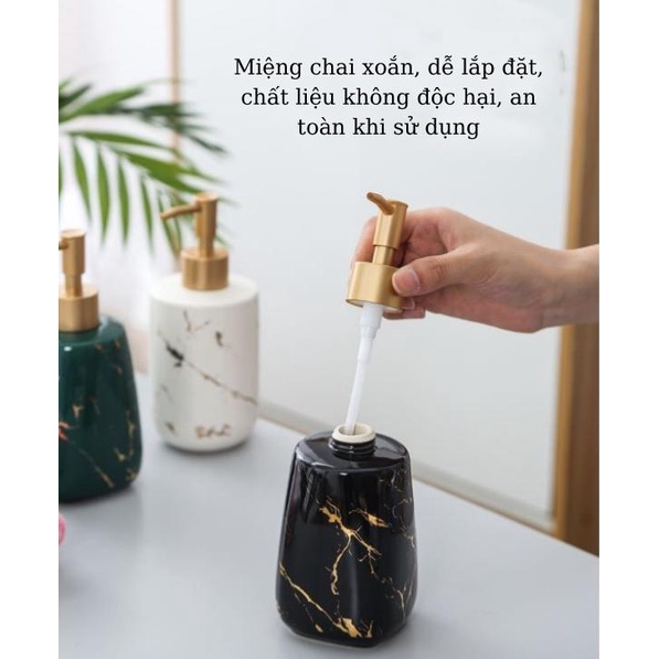 Chai Đựng Dầu Gội Sữa Tắm, Nước Rửa Tay, Mỹ Phẩm bằng Sứ Cao Cấp