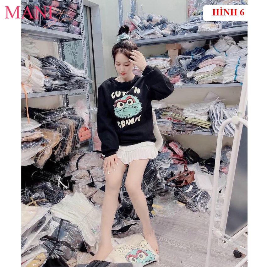 [Mã FAMARAL1 giảm 10K đơn 50K] Áo sweater nữ form rộng kiểu áo nỉ thun unisex in hoạ tiết phong cách ulzzang hàn quốc