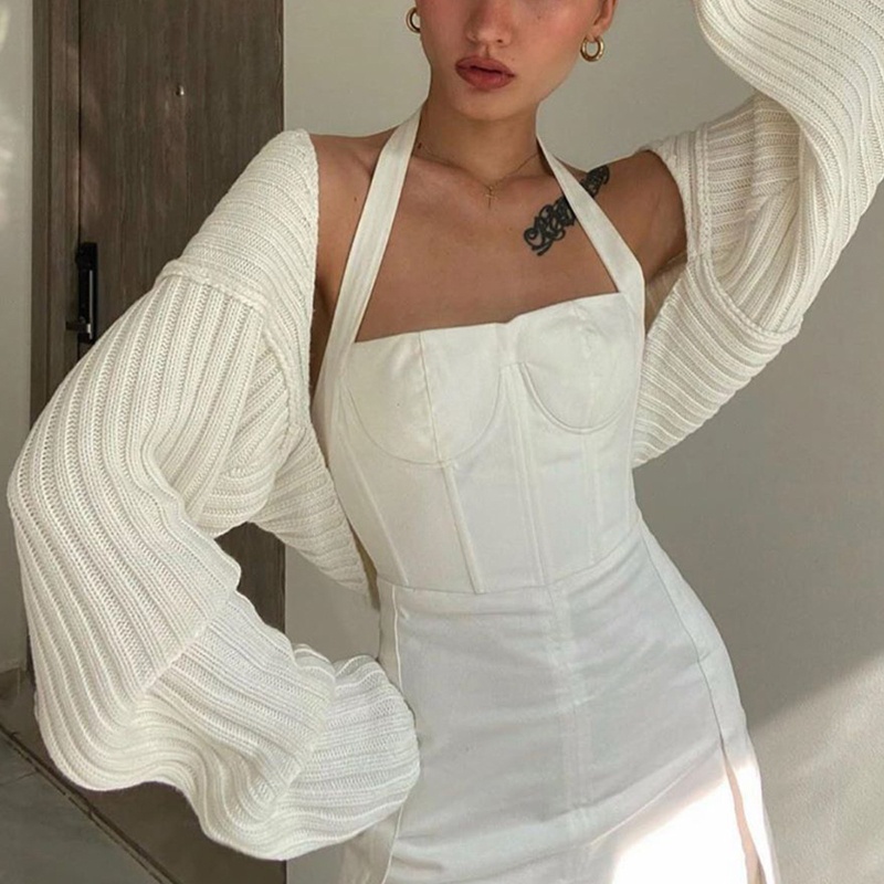 Áo Khoác Cardigan Dệt Kim Tay Cánh Dơi Màu Trơn Đơn Giản Thời Trang Thu Đông Cho Nữ