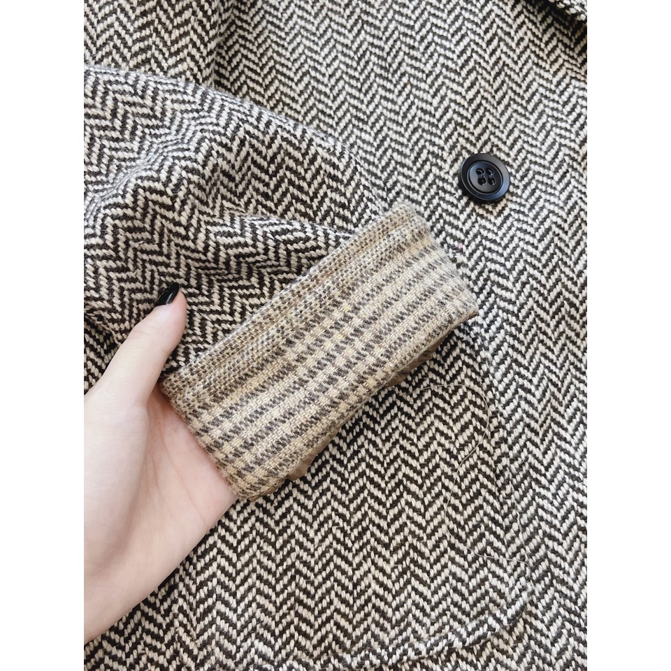 Áo khoác dạ, kẻ ca rô phong cách Hàn Quố dáng dài có lớp lót, dày dặn | BigBuy360 - bigbuy360.vn