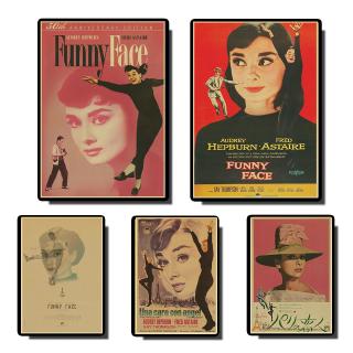 Miếng Dán Tường Vinyl Hình Phim Audrey Hepburn Cổ Điển DIY Trang Trí Nhà Cửa