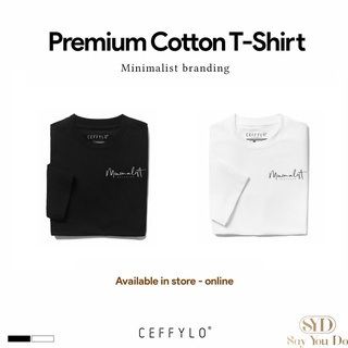 Áo Thun nam cổ tròn CEFFYLO Ngực In Chữ Minimalist vải Cotton co giãn,dày dặn, form Slimfit - T01