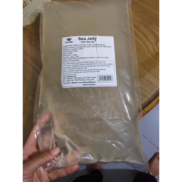 Thạch 3Q Sea Jelly giòn sật sật gói 2kg có 2 màu trắng - đen