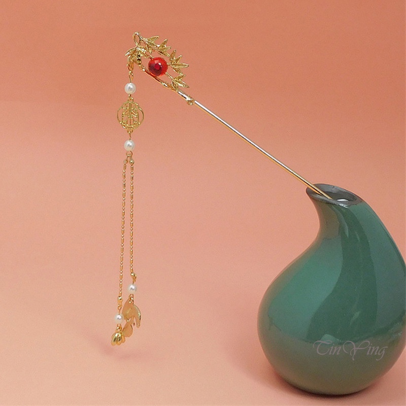 Taiwan Collection GETNOIVAS Trâm cài tóc hợp kim phối tua rua đính đá nhân tạo phong cách Trung Hoa cổ điển cho nữ