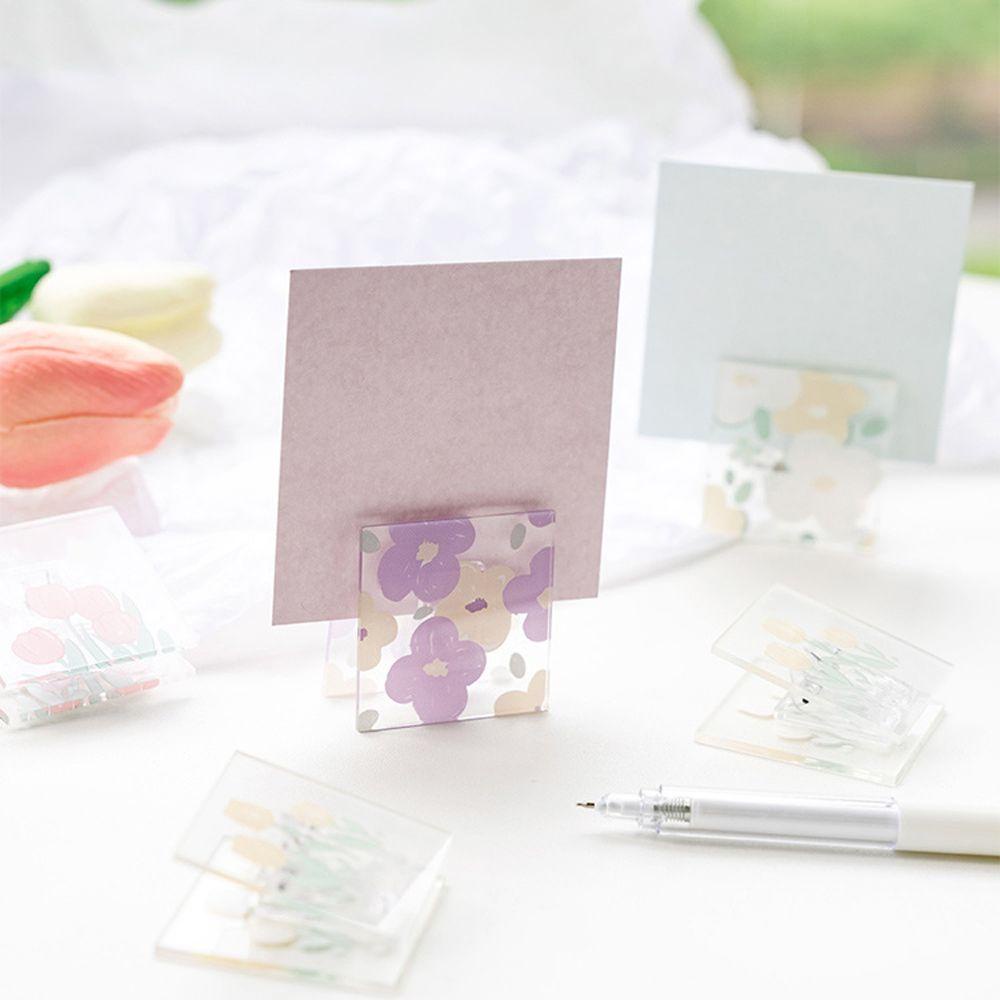 Kẹp Giữ Tài Liệu / Tài Liệu Hình Vuông Bằng Acrylic Họa Tiết Hoa Dễ Thương Tiện Dụng Cho Học Sinh / Văn