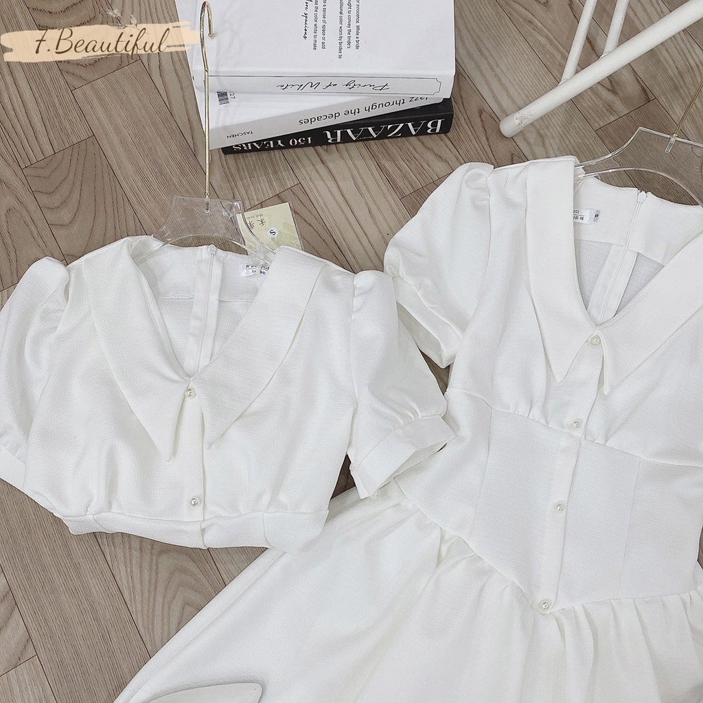 Đầm dự tiệc, váy tiểu thư cổ V tay bồng, hàng thiết kế cao cấp phù hợp đi chơi đi tiệc 7.beautiful V122