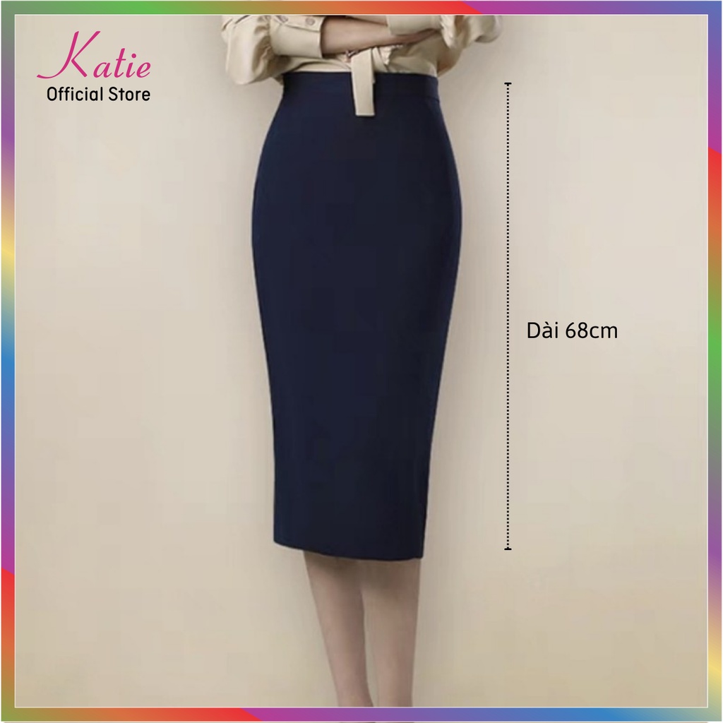 Chân Váy Công Sở Kiểu Váy Bút Chì Qua Gối KATIE Dài 68cm Co Giãn Thoải Mái Có Túi Ẩn Tiện Dụng Có Đến Big Size CV68cm