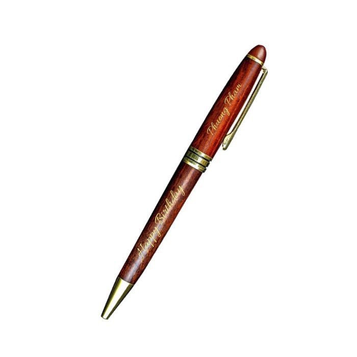 [KHẮC THEO YÊU CẦU] Bút gỗ Maple nâu đỏ HR1 - Xoay để viết