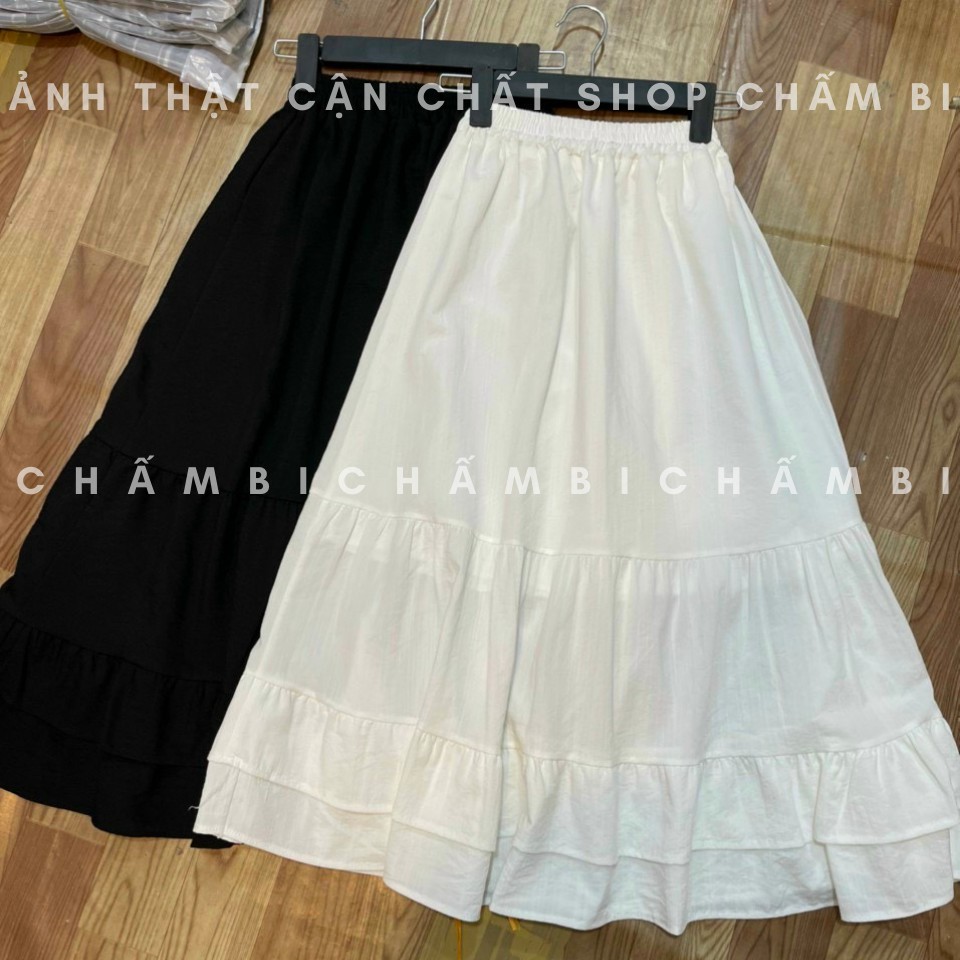 Chân váy Hàn Quốc CV.015, Chân váy lụa 2 lớp bèo 3 tầng cách điệu cực xinh