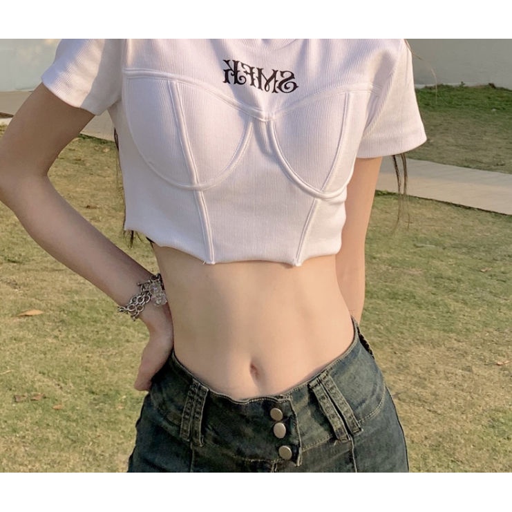 Áo thun croptop COZOKC ngắn tay đơn giản thời trang dễ phối đồ