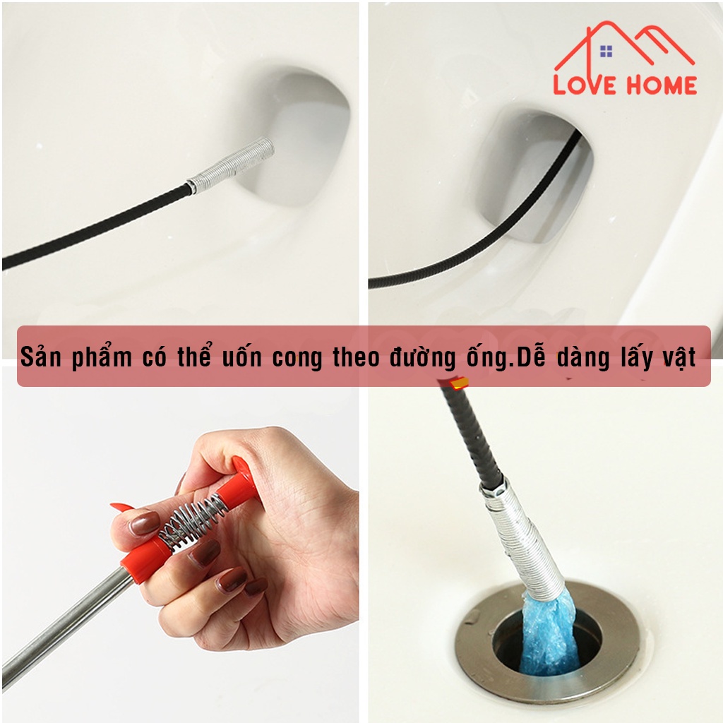 Dây Thông Đường Ống Móc Rác - Dụng Cụ Làm Sạch Đường Ống Bệt Toalet, Chậu Rửa Bát, Cống Thoát Sàn, Thoát Nước Bể Bơi