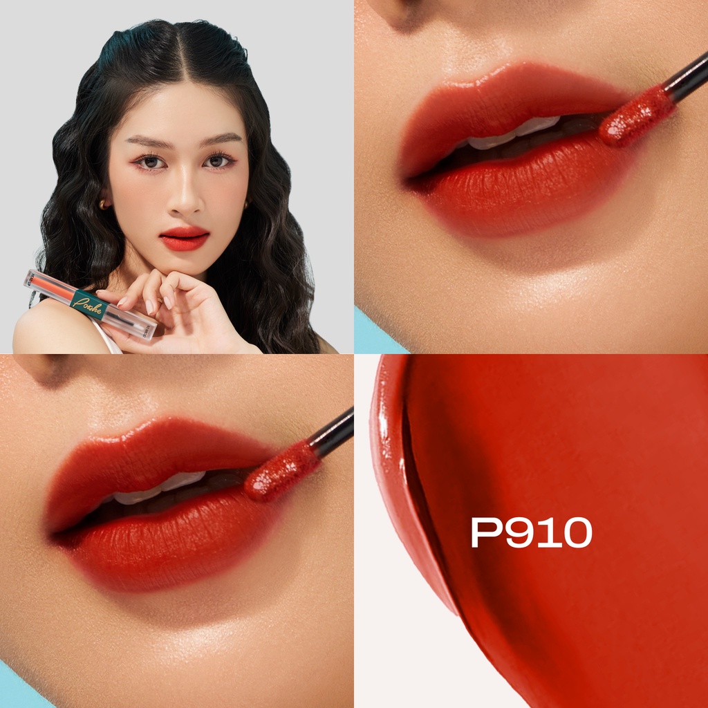 Son Siêu Lì 2 Đầu POSSHE P910 - Cam Gạch Siêu Lì Siêu Sang