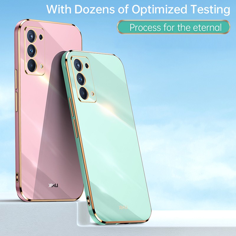 Ốp Điện Thoại Koosuk TPU Silicone Mềm Mỏng Trơn Mịn Hình Vuông Khung Mạ Điện Bảo Vệ Cho OPPO Reno 5 6 Pro Plus 5F 6Z