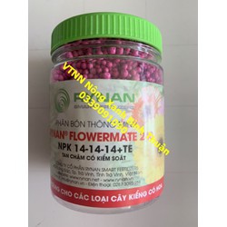 Phân tan chậm thông minh Rynan Flowermate 240 NPK 14-14-14 TE hũ 150g chuyên dùng cho các loại cây cảnh có hoa