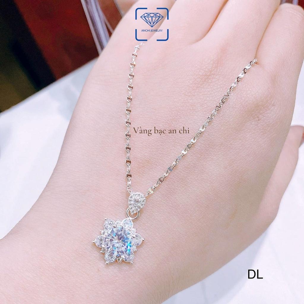 Bộ trang sức nữ bạc ý 925 đính đá hình hoa tuyết gồm: Dây chuyền - Lắc tay - Nhẫn và Bông tai. Anchi jewelry.