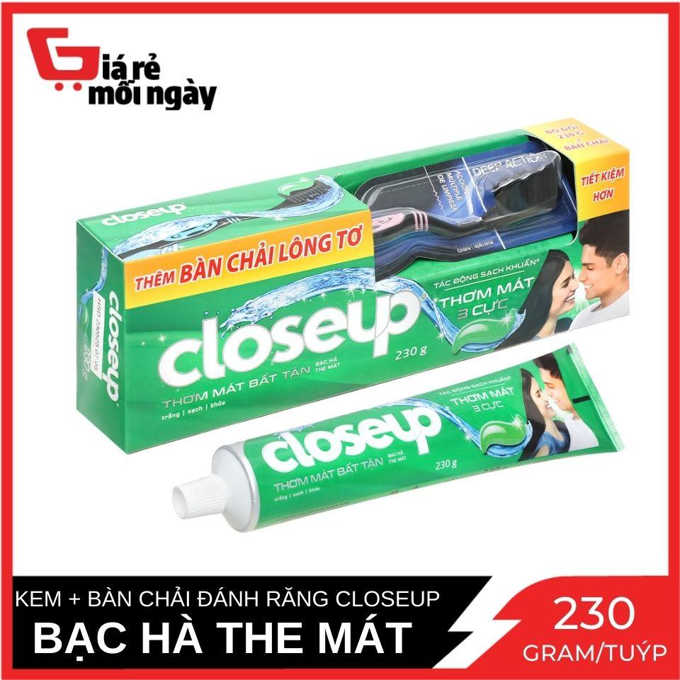 Bộ Bàn Chải Đánh Răng Và Kem Đánh Răng Closeup Bạc Hà The Mát 230 g