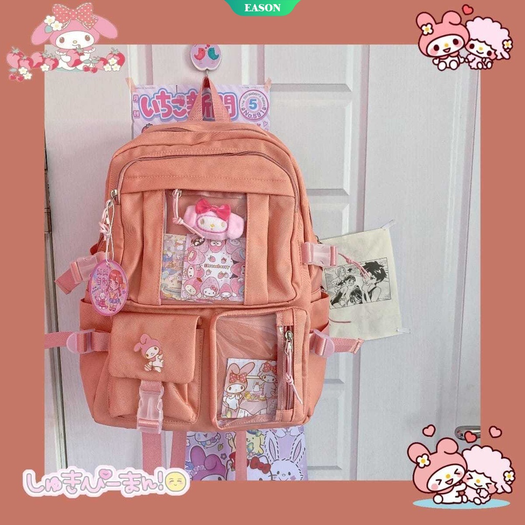 Sanrio Cinnamoroll Kuromi My Melody Ba Lô Đi Học Sức Chứa Lớn Họa Tiết Hoạt Hình Anime Jk Đáng Yêu Đơn Giản [Ướt]