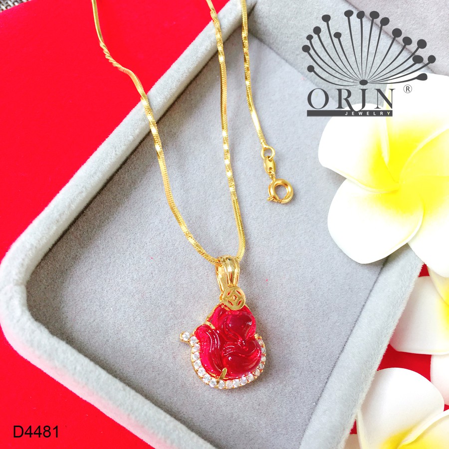 Dây chuyền dạng mì xoắn mặt hồ ly đỏ tài lộc may mắn tình duyên thiết kế cao cấp Orin D4481