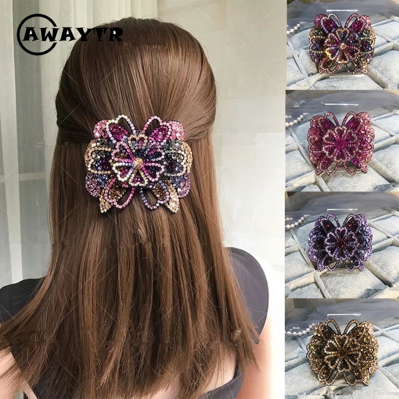 Kẹp Tóc Hình Hoa Đính Đá Phong Cách Retro Thời Trang Nữ