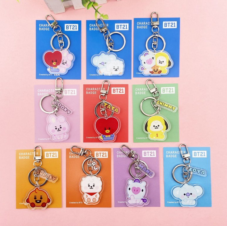 BTS BT21 Móc Khóa Acrylic Hình Các Nhân Vật Bt21 Tata Cooky Chimmy Trong Bts