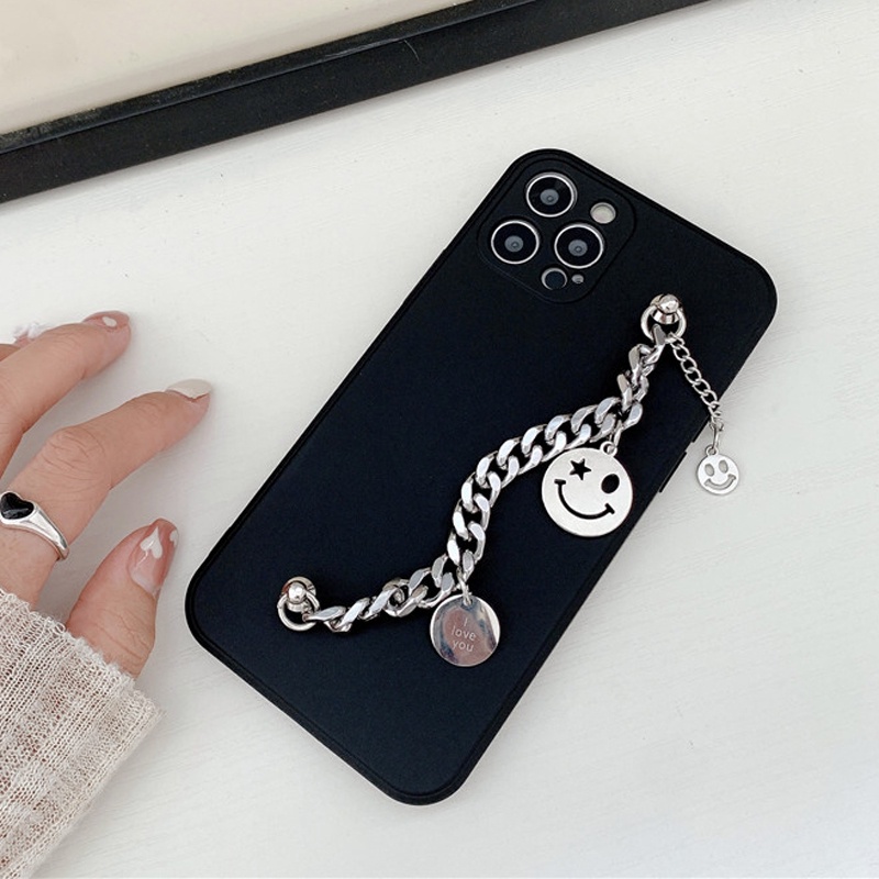 Apple Ốp Điện Thoại Mềm Hình Mặt Cười Có Dây Đeo Cho iphone 15 14 13 12 11 pro max iphone xr x xs max se 2020 iphone 7 8 6 6s plus