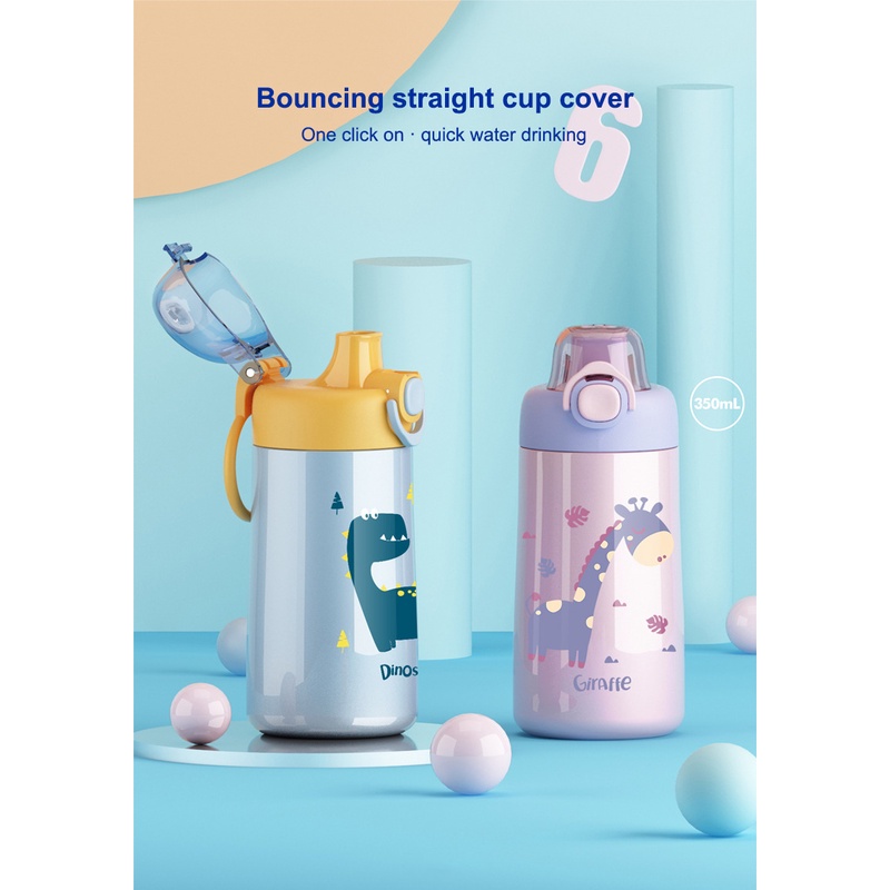 Bình Giữ Nhiệt Cầm Tay Với 350Ml/Ống Hút Thép Không Gỉ Miễn Phí Okase