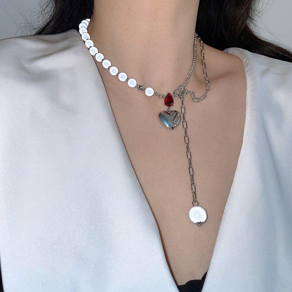 AROMA Vòng cổ Mặt Trái Tim Đính Hạt Dạ Quang Thời Trang Cho Nữ