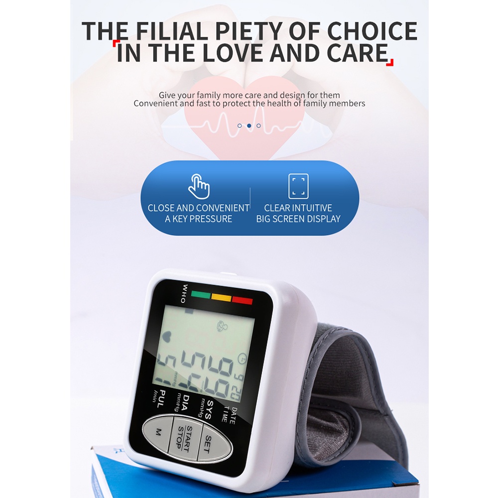 Máy Đo Huyết Áp Đeo Cổ Tay Thể Thao, Màn Hình LCD Lớn Dễ Nhìn, Chính Xác, Nhanh Chóng, Kích Thước Nhỏ Gọn