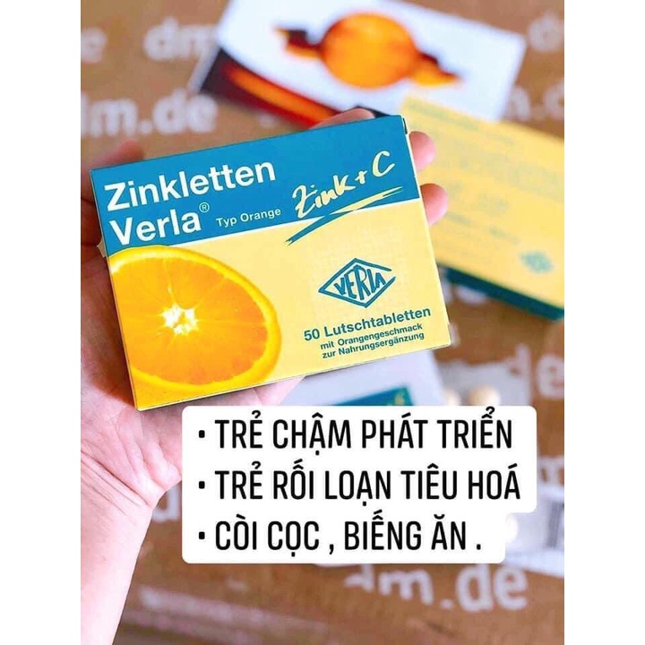 VIÊN NGẬM BỔ SUNG KẼM + VITAMIN C ZINKLETTEN VERLA HƯƠNG CAM CHO TRẺ LƯỜI ĂN, RỐI LOẠN GIẤC NGỦ, TĂNG ĐỀ KHÁNG (Hộp 50v)