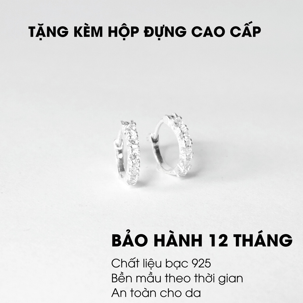 Khuyên tai bạc ATJ9087 thiết kế tròn sát tai đính đá bạc ta - ANTA Jewelry
