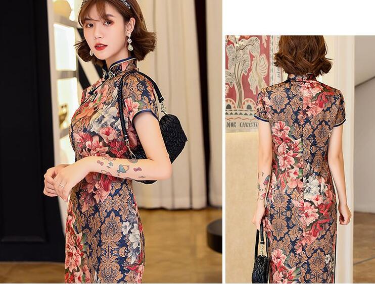 Đầm sườn xám ôm dáng ngắn tay phong cách Trung Hoa 8 màu lựa chọn dành cho nữ | BigBuy360 - bigbuy360.vn