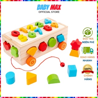 Đồ chơi gỗ thông minh xe kéo thả số hình khối cho bé trai bé gái sáng tạo đồ chơi giáo dục montessori BABY MAX