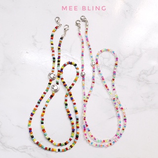 MEE BLING ♡ Dây đeo khẩu trang hạt màu mix charm mặt cười Smiley Face Mask Strap