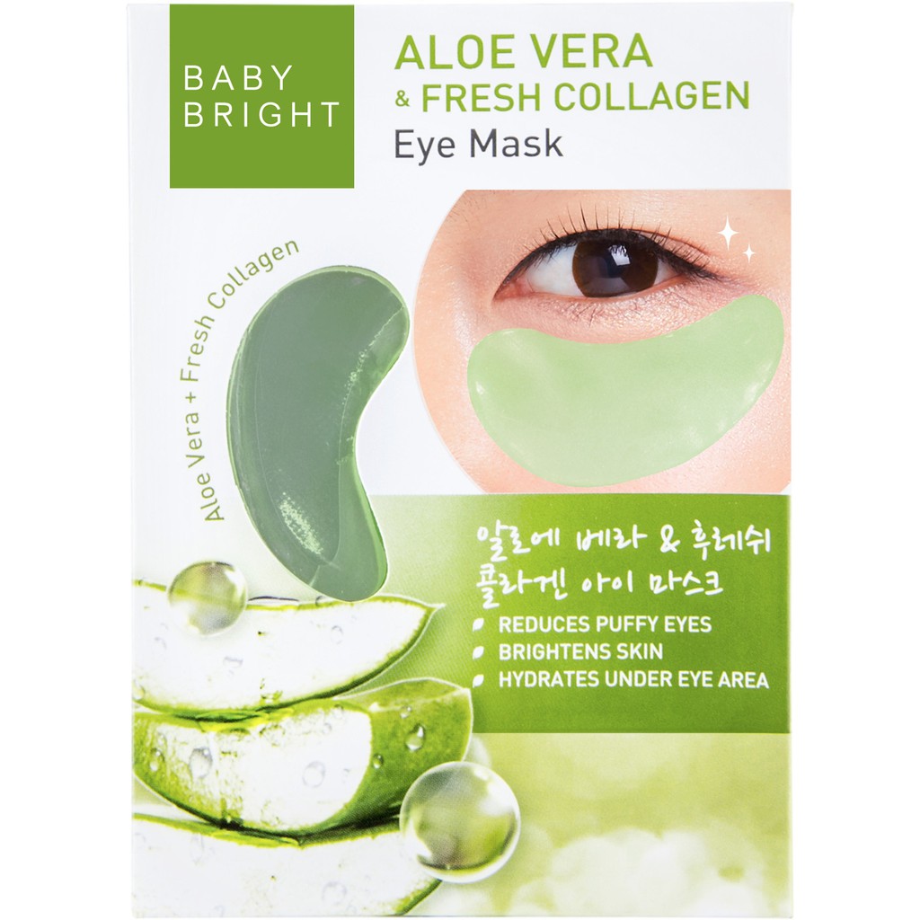 Mặt Nạ Mắt Baby Bright Aloe Vera & Fresh Collagen Eye Mask Giảm Thâm Quầng Mắt