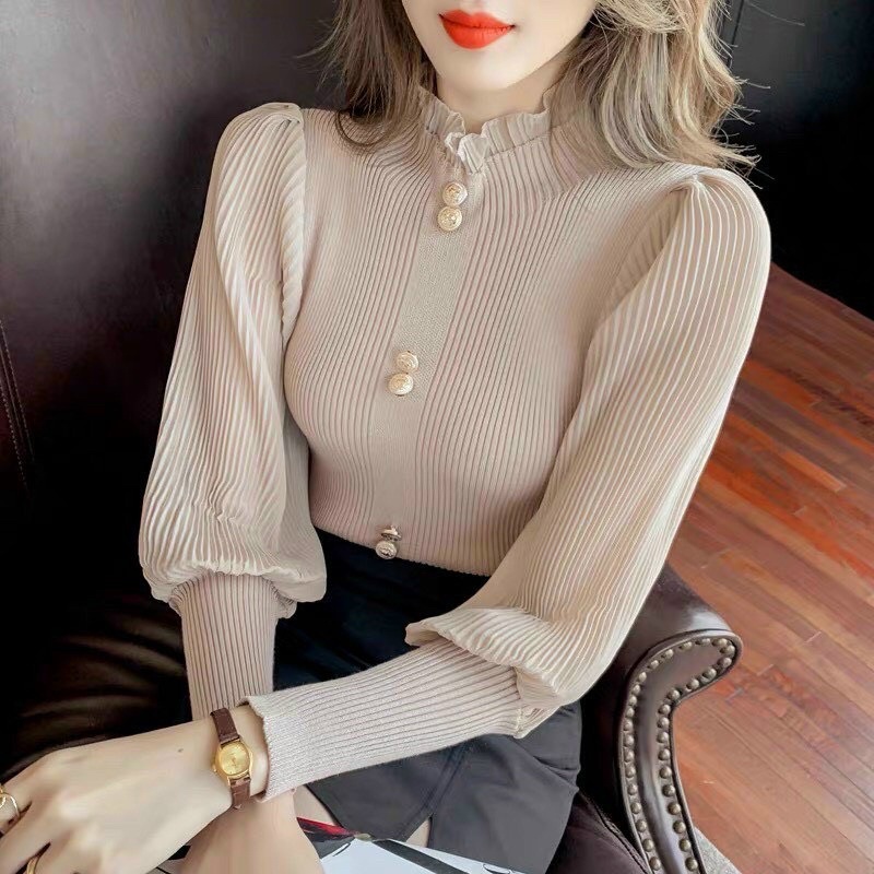 💋FREESIZE💋Áo len tay voan cổ 3phân hàng qc l1.