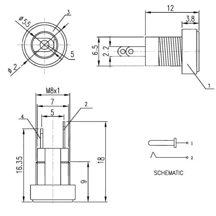 Jack sạc DC-022B chuẩn 5.5mm x 2.1mm (Jack DC Có cao su chống nước)