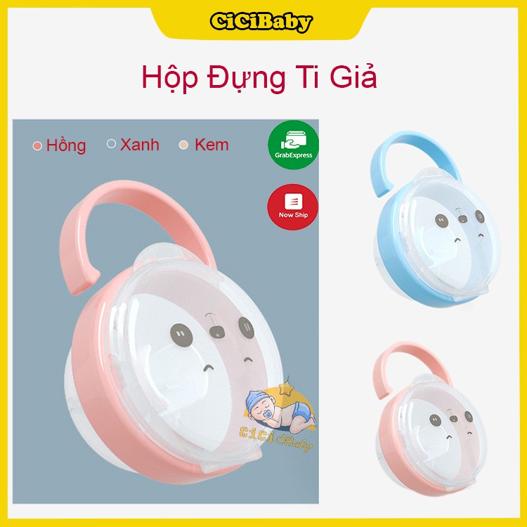 Hộp đựng ti giả, núm ngậm giữ vệ sinh an toàn cho bé trong suốt có móc treo tiện lợi