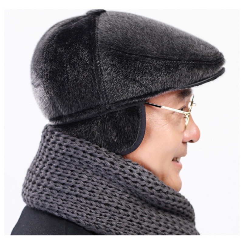 Mũ cho bố, ông người già lông nhung có bịt tai siêu ấm
