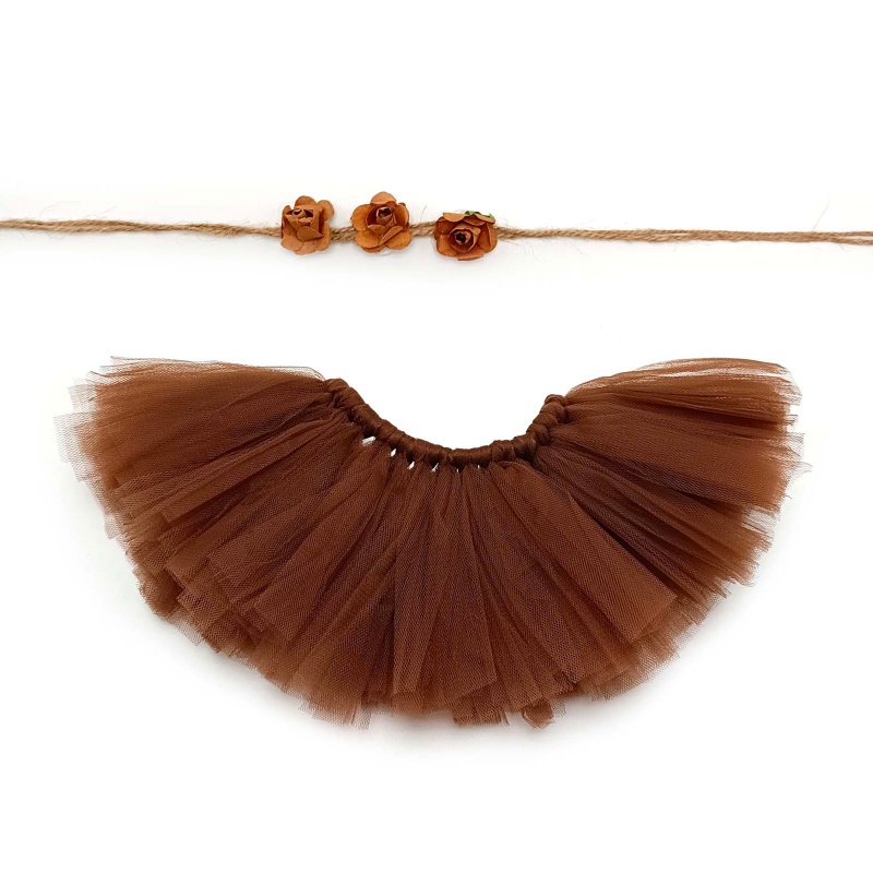 Set 2 Món Phụ Kiện Chụp Ảnh Gồm Chân Váy Tutu + Băng Đô Hoa Dễ Thương Cho Bé Sơ Sinh