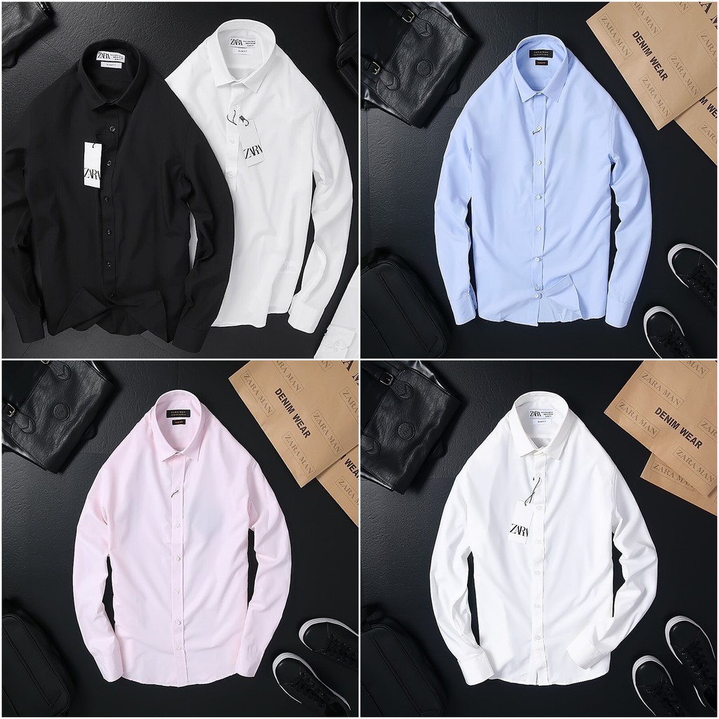 Áo Sơ Mi Lụa Zara Nam Cao Cấp Vải Mềm Mịn Mặc Mát