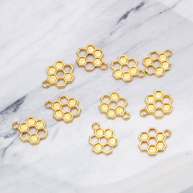 ✿ Set 10 Mặt Dây Chuyền Resin Hình Tổ Ong Màu Vàng Sáng Tạo DIY