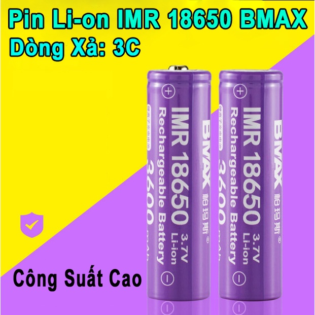 Pin BMAX 18650 3.7V Li-ion  3600 mAh Chính Hãng Pin Sạc BMAX
