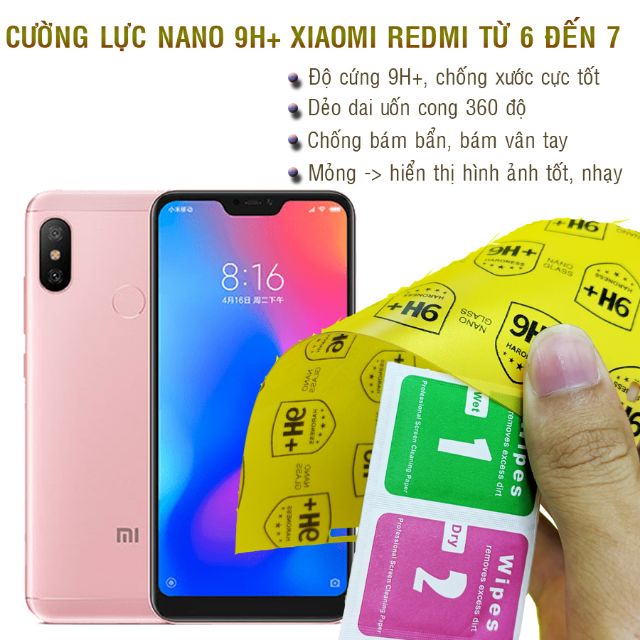 Dán cường lực dẻo nano Xiaomi Redmi 6, 6A, 6 Pro, 7, 7A