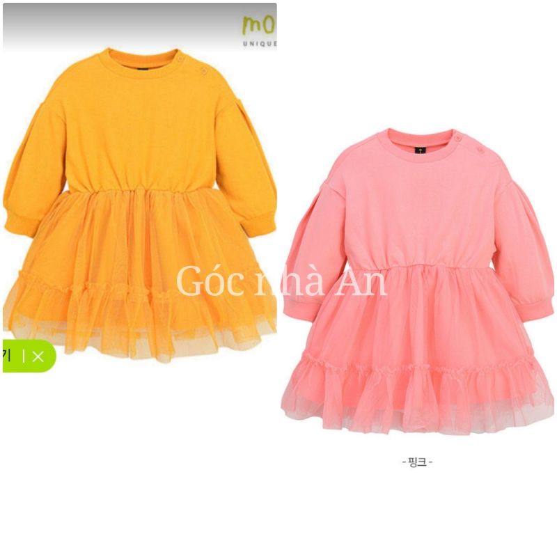 Váy/Đầm MML nỉ da cá xuất Hàn xịn- Tay bồng + Phối ren mềm mại, xinh xắn