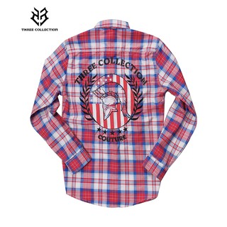 Áo sơ mi nam caro đỏ thêu Roman Warrior K3 STORE chất kaki dày dặn vừa mặc bảo hành hình thêu 365 ngày