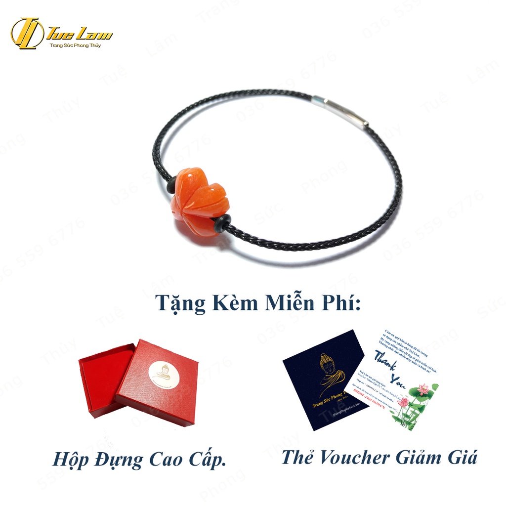 Vòng tay cỏ 4 lá may mắn màu đỏ cam hợp mệnh hỏa thổ - Tuệ Lâm