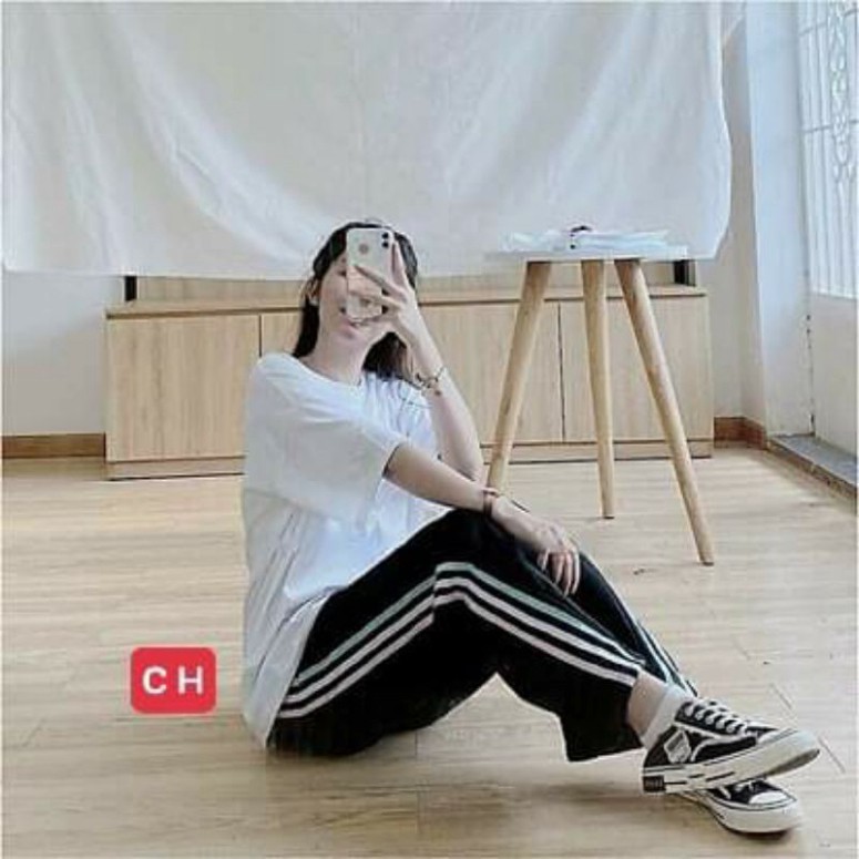 Quần Thể Thao RAINBOW Nữ ♥ Quần ống rộng kẻ ba sọc cầu vồng Ulzzang HOT ♥