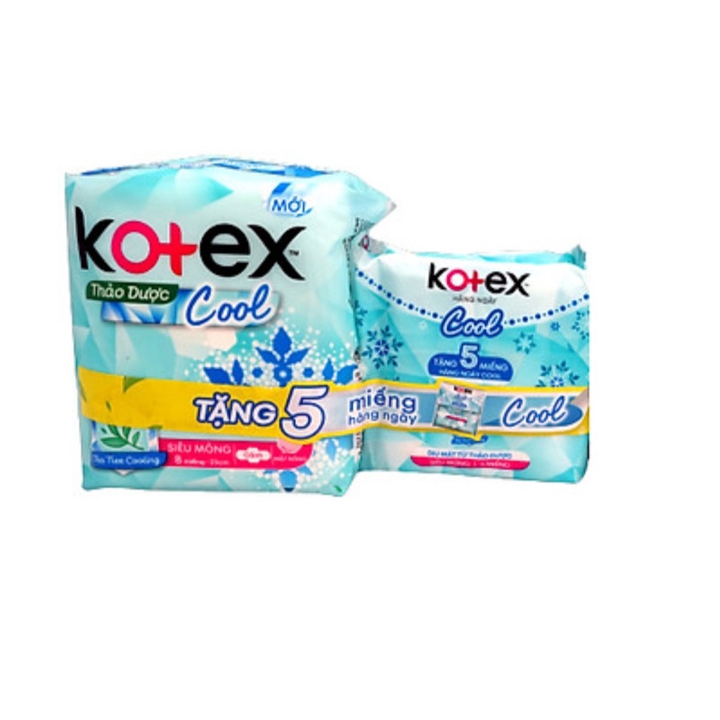 Tặng 5 miếng HN- BVS Kotex Thảo dược Cool siêu mỏng cánh 23cm (8 miếng/gói)